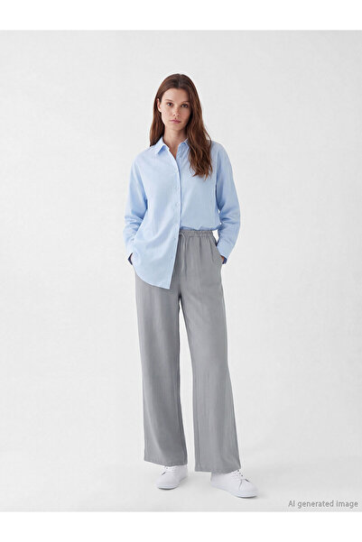 LC Waikiki Nevavm Women's Wide Leg Pants with Elastic Waist and Difference in...