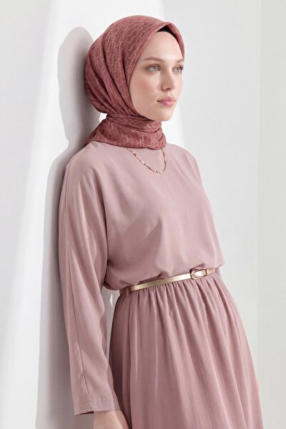 Silk Home Soft Scarf Chain Pattern Dried Rose 90X90