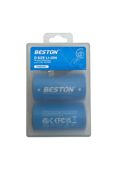 Beston D Boy (Büyük Boy) Type-C Şarj Edilebilir Lityum Pil 1.5V 7200mWh - 2'l...
