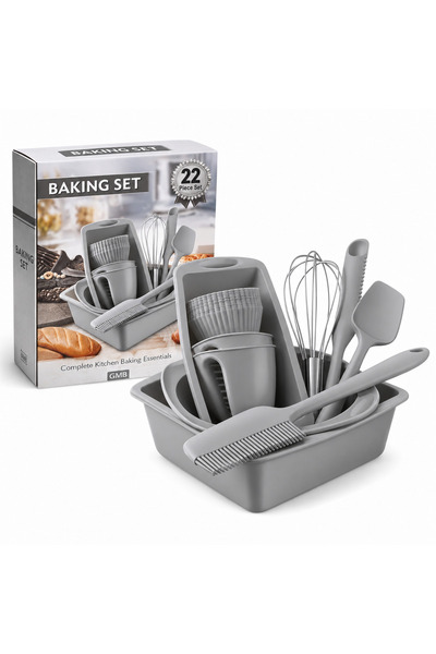 Bsr Set of 22 baking utensils, silicone, gray