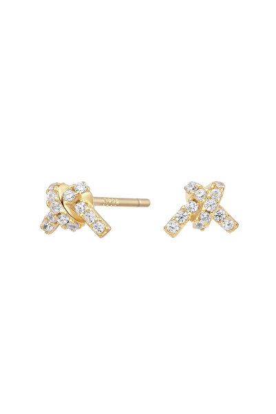 Lisa&Co. Cercei Argint Knotty Argint placat cu aur galben / Zircon