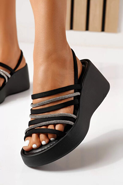 Zaira Women's black platform Sandals made of eco- Leather Nerissa #25262 - 40