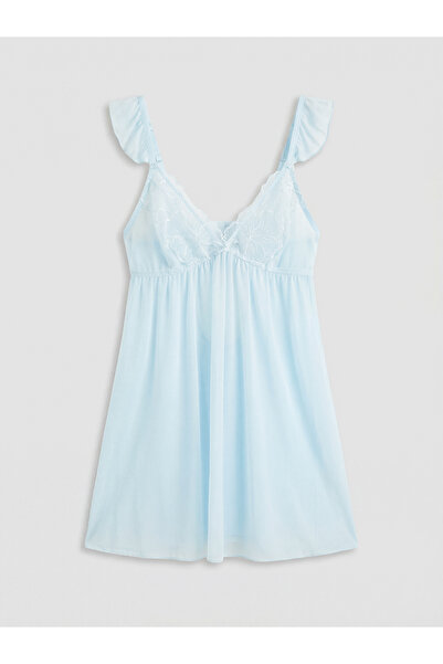 LC Waikiki V Yaka Askılı Dantelli Kadın Fantezi Gecelik