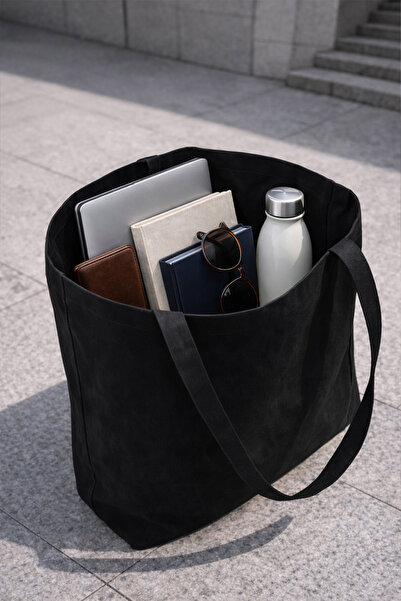 feinas Black Canvas Shoulder Bag (45X40X10Cm)