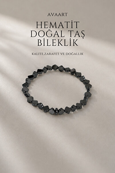 Küçük Yonca Hematit Doğal Taşı Unisex Bileklik