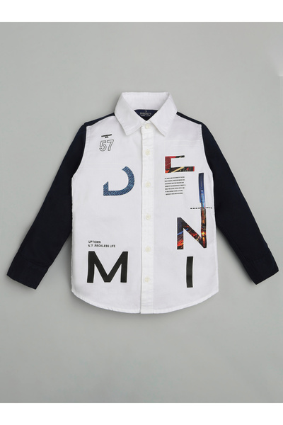 INFINITY By Styli Kids White Printed Long Sleeve Shirt