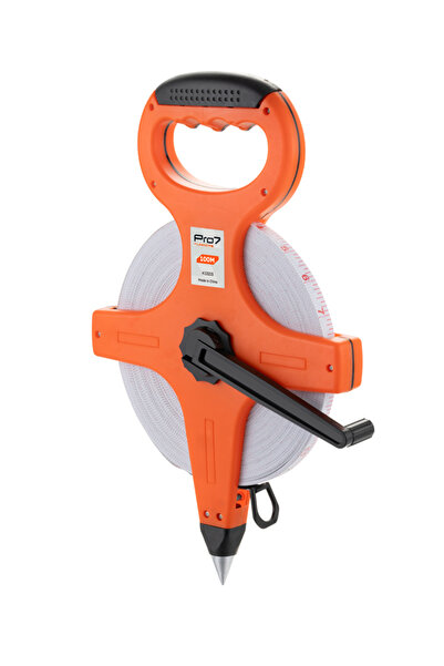 Lawazim Pro7 100m/330ft Fiberglass Open Reel Tape Measure with Dual-Sided Sca...