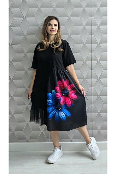 GLAMSI Monique women's dress with 3D print, short sleeves
