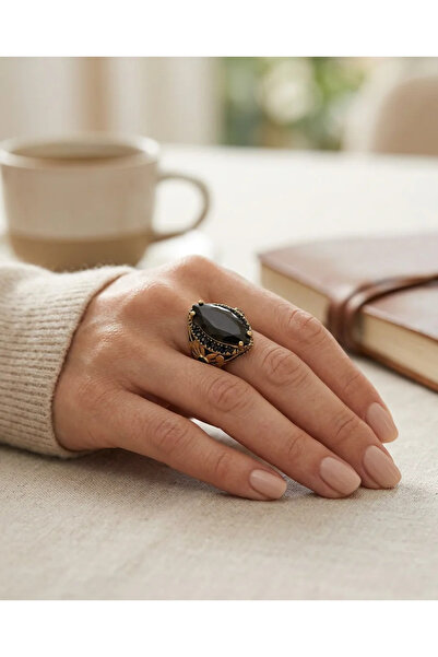 Dorvina Bronze Women Ring Authentic Copper Jewelry Black Crystal Stone Flower...