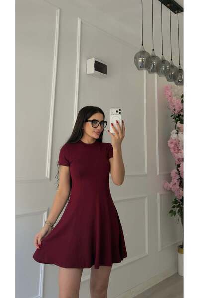 Daves Flared Burgundy Short Dress