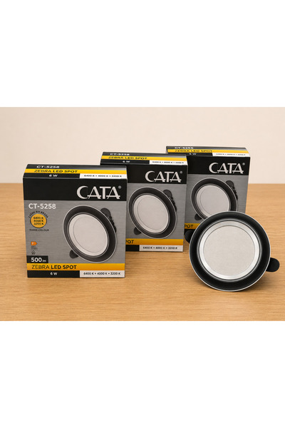 Cata 6W ZEBRA LED SPOT CT-5258 -3 RENK IŞIK (6400K-4000K-3200K) 3'LÜ PAKET