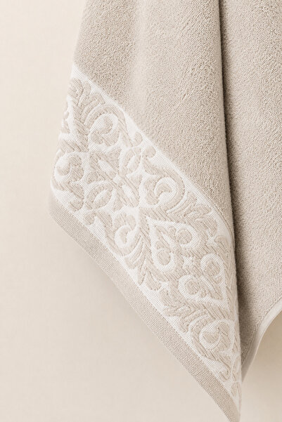 Ellaline Roma Hand & Face Towel 100% Cotton Certified, 1 Piece with Guipure Pattern, 60X100Cm - Gray
