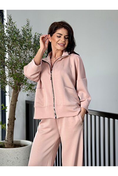 RAMONA BADESCU EXCLUSIVE RB Exclusive Set Casual Pudră cu Bluză Oversize și P...