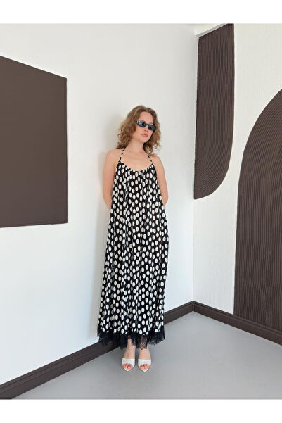 Cistern İstanbul Women's Lace Detailed Polka Dot Dress