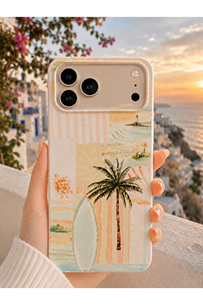 OVADA İphone 17 Pro Max Uyumlu Yaz Temalı Kadife Soft Telefon Kılıfı