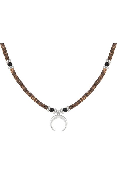 MINZA Maui Men's Necklace, 925 Sterling Silver, Beaded Pendant Necklace, with...
