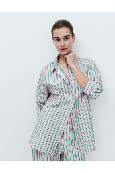 Marks & Spencer Poplin Çizgili Pijama Üstü