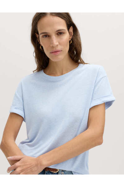 Marks & Spencer Yuvarlak Yaka Keten Karışımlı T-shirt