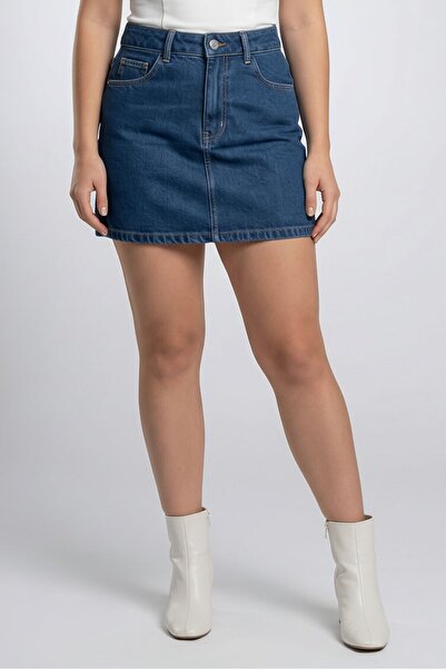 Don't Call Me Jennyfer Women Plain Denim Mini Skirt, Dark Blue