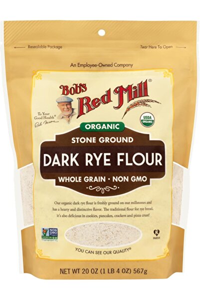 Bob's Red Mill دقيق الجاودار الداكن العضوي، حبوب كاملة، 20 أونصة (567 جرام)