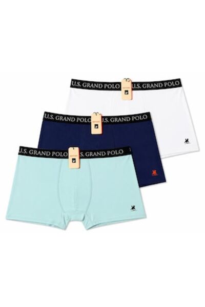 Grand Polo Club Set de 3 boxeri bărbătești U.S. Grand Polo, din bumbac elasti...