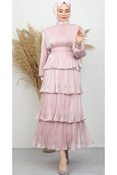 ELİSA Layered Skirt Blouse Set with Pearl Collar and Belt