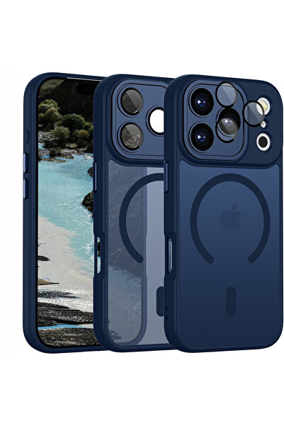 CaseHub iPhone 17 Pro Max Kılıf MagSafe Mat Yüzeyli Yarı Şeffaf Kamera Bölümü...