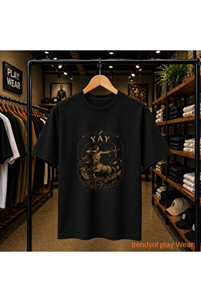 playwear Tricou cu imprimeu Sagittarius pe piept, 100% bumbac, supradimension...