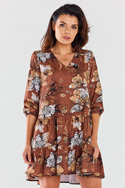Awama Women's dress, Awama, A-line, Brown, S/M