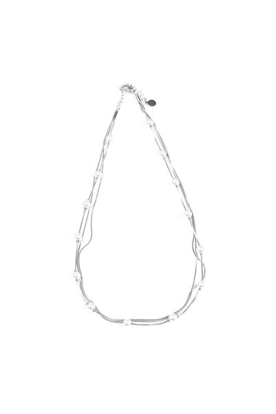 meli melo Silver necklace with stainless steel pearls