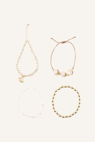 DeFacto Women's Gold Color 4-Piece Anklet Set H7027Axns