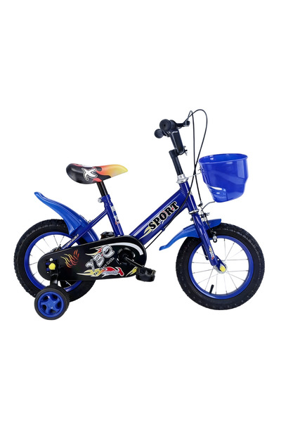 LUDIRO Bicicleta pentru Copii 12 Inch pentru 2-5 Ani, Albastra, cu Roti Ajuta...