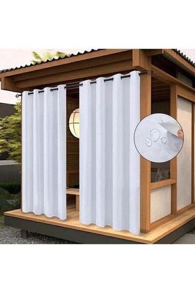 Generic White Indoor Outdoor Curtains for Patio Waterproof Grommet Thermal In...