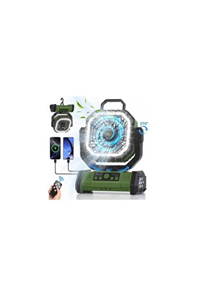Aca Ventilator profesional de camping, 4 viteze, 3 lumini, 20.000 mAh, 270 ° ...