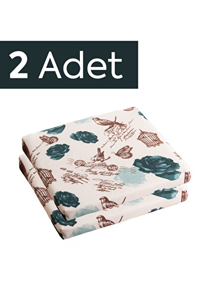 Homedius Sandalye Oturum Minderi Çiçekli 40x40x4 Bağcıklı Çıkarılabilir Kılıf...