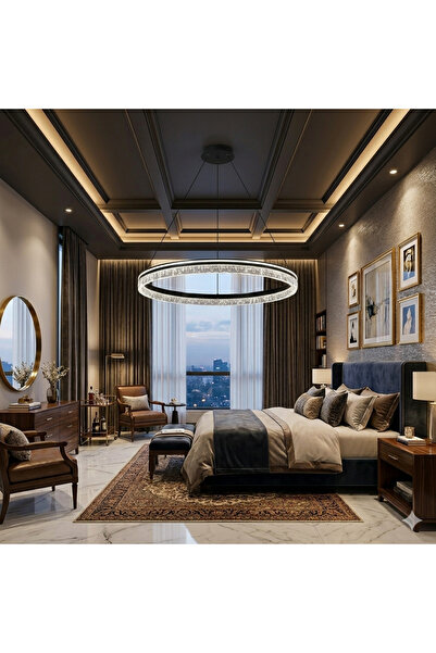 111111 Modern Circular Single Chandelier |   Smart Lighting with 3 Colors and...