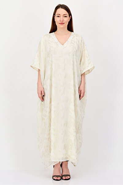 Rufaya Women Textured Maxi Dress, Cream