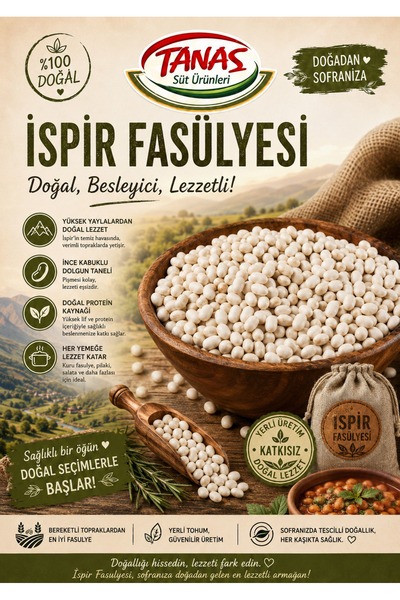 HALUK TANAS Organik Doğal Erzurum İspir FASULYESİ 1KG