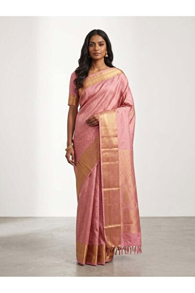 Nool ae Nool Kumutham Blush Kanchipuram Silk Saree with Unstitched Blouse