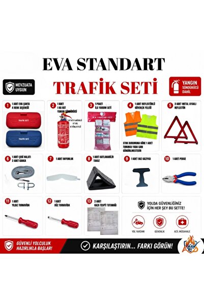TRAFİKSETİ AED Yangın Standart Eva Trafik Seti (KIRMIZI)