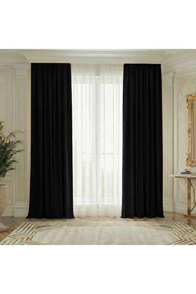 ArasyaHome YEMEN 80% Blackout Thick Texture Drapery Curtain Black