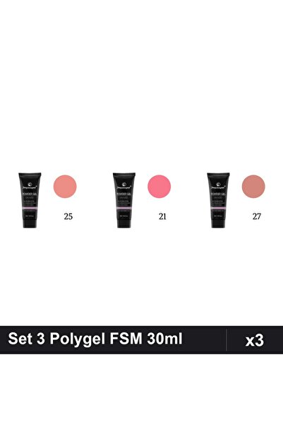 FSM Set 3 Polygel 30ml - Nr.25, Nr.21, Nr.27 - Constructie Unghii