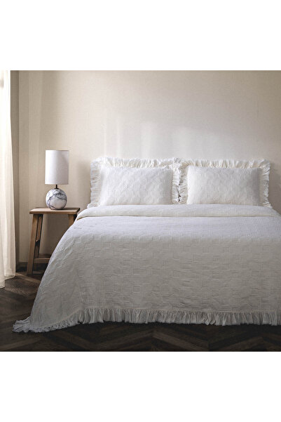 Ecocotton Tanya Double Pique Bedspread Set 100% Cotton Woven Cream 260X240 cm