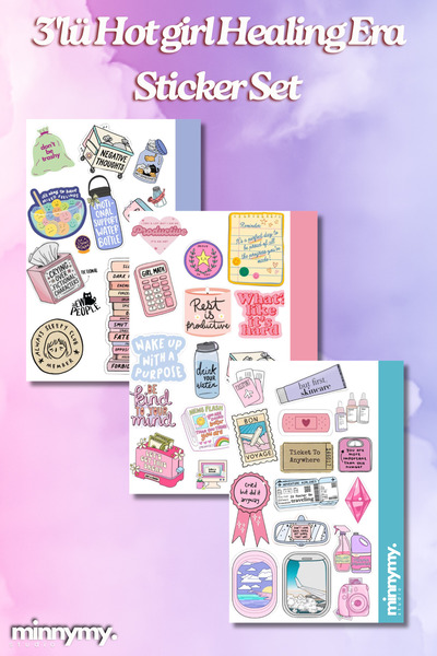 Minnymy 3'lü Hot Girl Healig Era Collection Sticker, Çıkartma, Ajanda, Günlük...