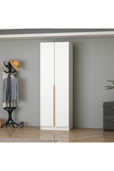 homeizi Alin 2 Kapaklı Gardırop - Elbise Dolabı - J Soft Kulp - Beyaz