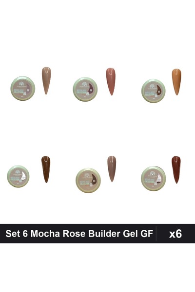 global fashion Set 6 Mocha Rose Builder Gel 15g - Nr.03 Nr.05 Nr.06 Nr.07 Nr....