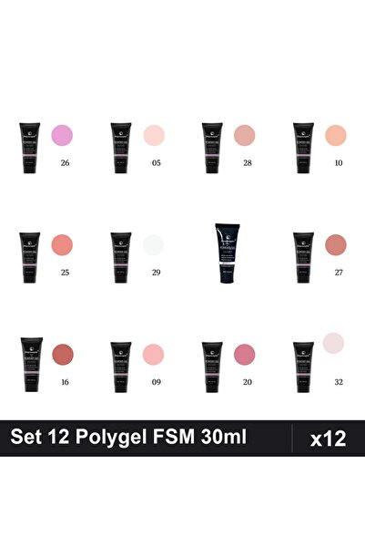 FSM Set 12 Polygel 30ml - Nr.05, Nr.09, Nr.10, Nr.16, Nr.17, Nr.20, Nr.25, Nr...