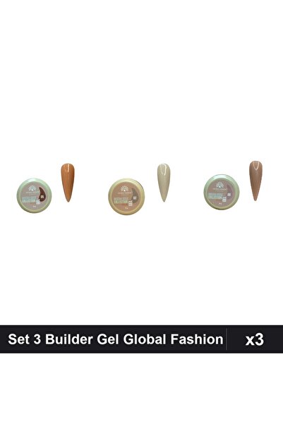 global fashion Set 3 Mocha Rose Builder Gel 15g - Nr.02, Nr.05, Nr.06