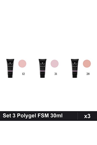 FSM Set 3 Polygel 30ml - Nr.12, Nr.31, Nr.28 - Constructie Unghii