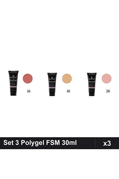 FSM Set 3 Polygel 30ml - Nr.16, Nr.18, Nr.28 - Constructie Unghii